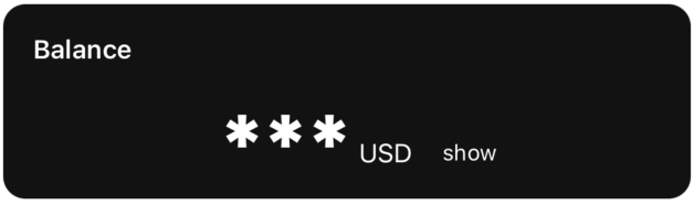Balance amount hide - dark theme